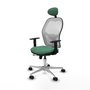 PIQUERAS Y CRESPO Silla de oficina Jorquera con mecanismo Sincro/Traslack, Verde esmeralda y Blanco