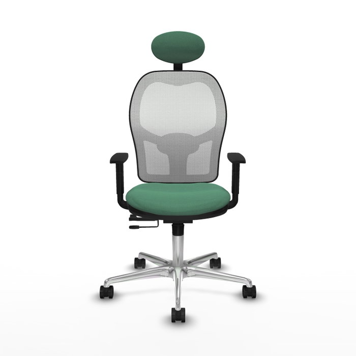 PIQUERAS Y CRESPO Silla de oficina Jorquera con mecanismo Sincro/Traslack, Verde esmeralda y Blanco