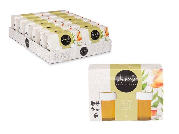 Acorde Set 2 Ambientadores Gel 140gr Té Verde Graduable Neutralizador Olores Larga Duración 14x10x7cm (Set de 24)