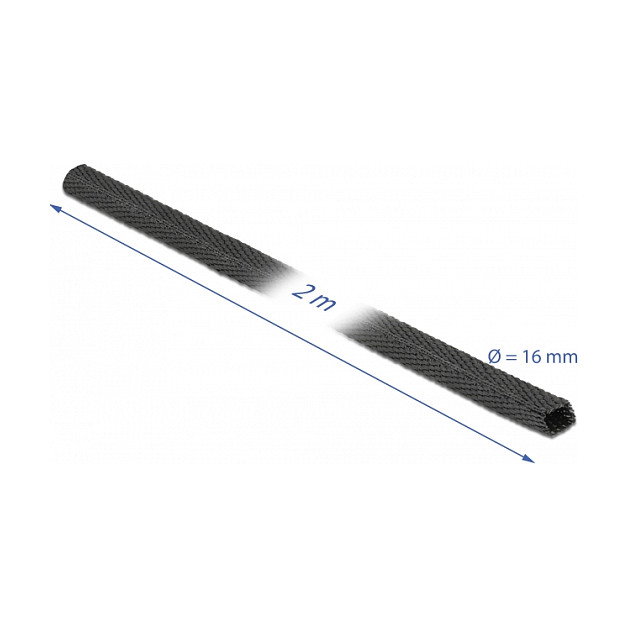 DeLOCK Tubo termorretráctil de tela 2 m x 16 mm, 2:1, Negro