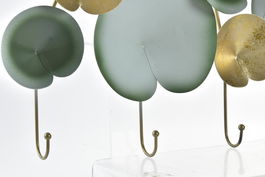 DKD Home Decor Perchero Pared Oriental Verde Menta Dorado Metal 6 x 24 x 45 cm (2 Unidades)