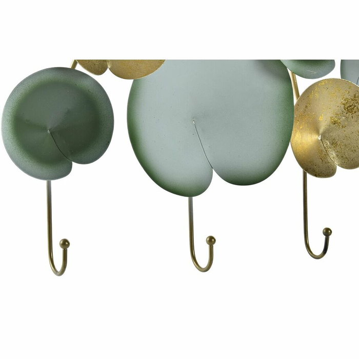 DKD Home Decor Perchero de Pared Nenufar Verde Menta y Dorado