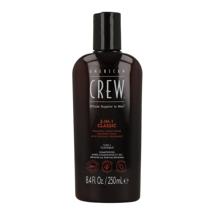 American Crew 3 en 1 Champú, acondicionador y gel de ducha 250 ml (Reacondicionado)