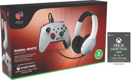 PDP Bundle Radial White con mando con cable, auriculares gaming y 1 mes de Game Pass para Xbox One
