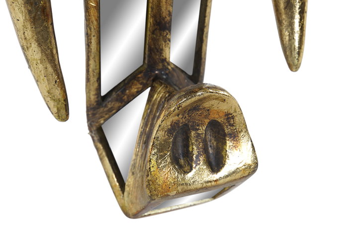DKD Home Decor Decoración de Pared Elefante Dorado con Espejo