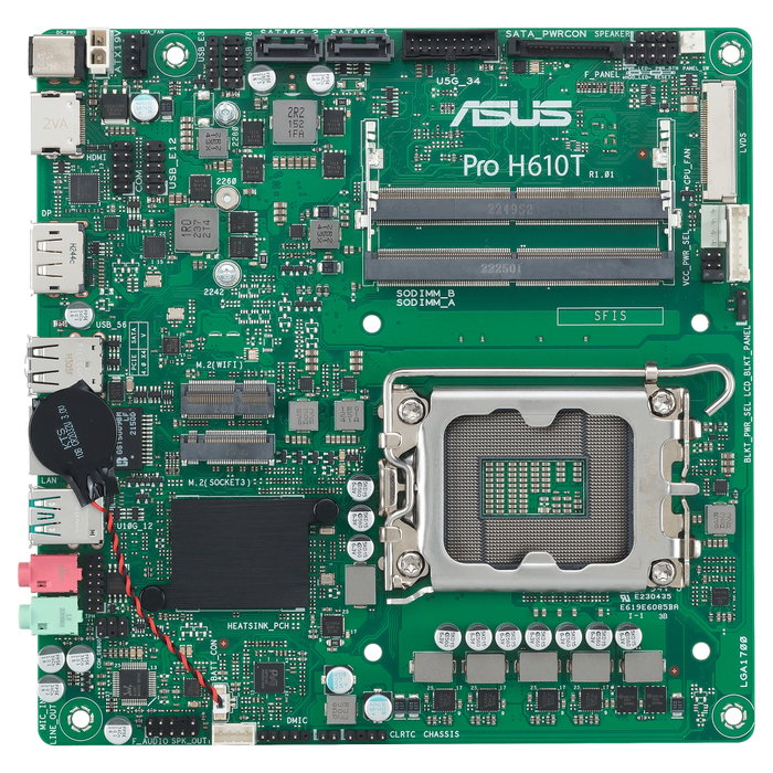 ASUS PRO H610T-CSM Placa base Intel LGA 1700 Thin Mini-ITX, soporte para procesadores Intel Core i9/i7/i5/i3, Celeron, Pentium Gold, DDR5 64 GB