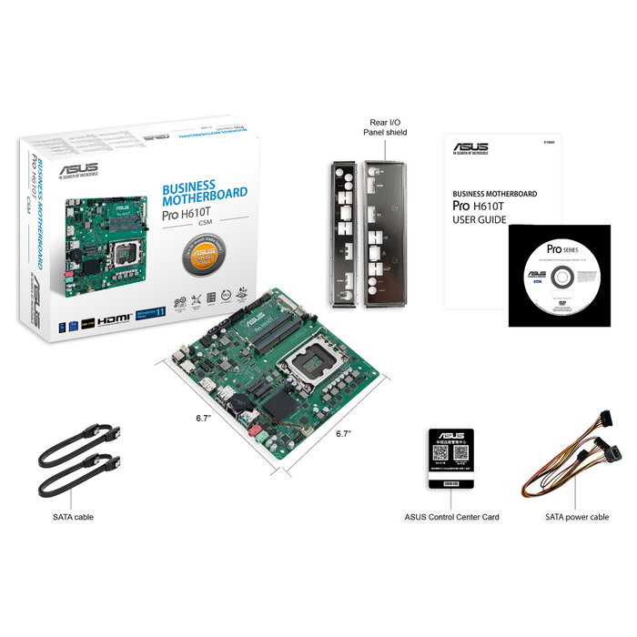 ASUS PRO H610T-CSM Placa base Intel LGA 1700 Thin Mini-ITX, soporte para procesadores Intel Core i9/i7/i5/i3, Celeron, Pentium Gold, DDR5 64 GB