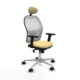 PIQUERAS Y CRESPO Silla de oficina Jorquera con mecanismo Sincro, Crema y Blanco