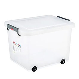Araven Cubeta Rectangular Oviplas con Tapa y Ruedas, 60 Litros, 530x400x380 mm