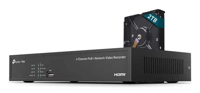 TP-Link VIGI NVR1004H-4P-2TB - Grabador de Vídeo en Red (NVR), 4 Canales, PoE, HDD 2TB Incluido, Resolución 4K UHD (3840x2160) TP-Link VIGI NVR1004H-4P-2TB - Grabador de Vídeo en Red (NVR), 4 Canales, PoE, HDD 2TB Incluido, Resolución 4K UHD (3840x2160)