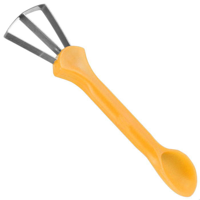 Easy Make Cortador Melón 2 En 1 para Preparar y Servir Melón con Cuchara para Pepitas y Cuchilla Doble