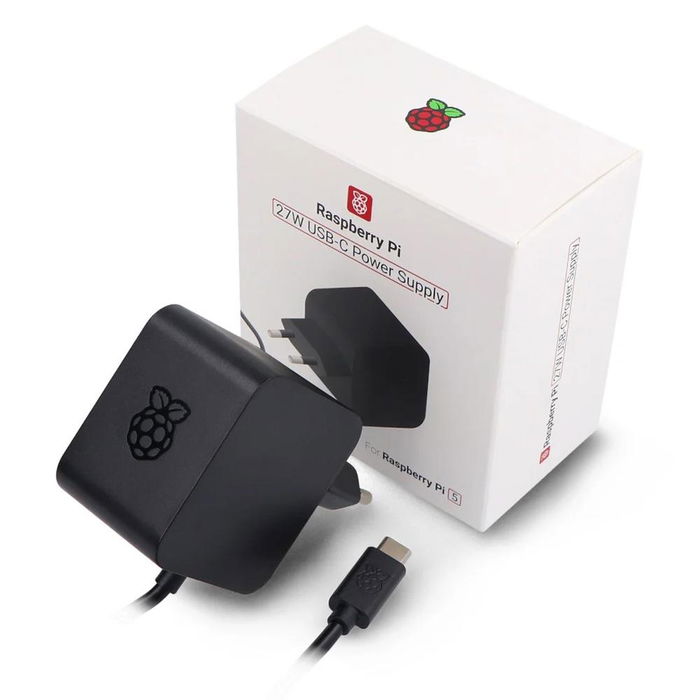 Raspberry Pi Fuente de Alimentación USB-C 27W para Raspberry Pi 5, Cargador Compatible con Periféricos de Alta Potencia, 5.1V/5A, 9V/3A, 12V/2.25A, 15V/1.8A