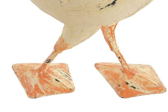 DKD Home Decor Figura de Metal Pato Blanco y Amarillo