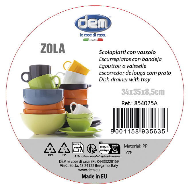 Inde Escurreplatos con Bandeja Zola 35.2 cm x 33.9 cm x 9.3 cm Blanco (4 Unidades)