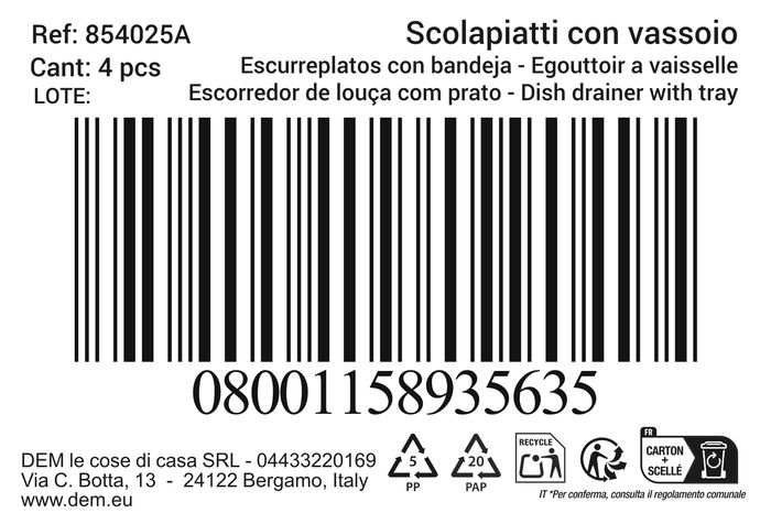 Inde Escurreplatos con Bandeja Zola 35.2 cm x 33.9 cm x 9.3 cm Blanco (4 Unidades)