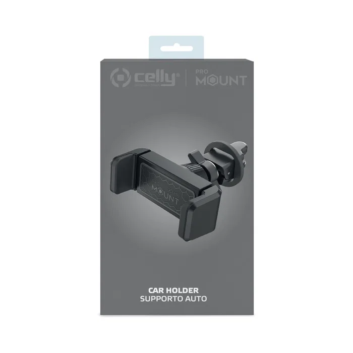 Celly MOUNTVENT360BK - Soporte Activo para Teléfono Móvil en el Coche, Soporte para Rejilla de Ventilación, Negro