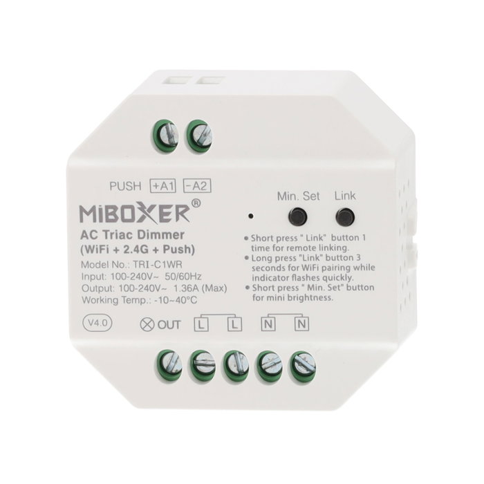 MIBOXER Dimmer TRIAC 220VAC WiFi + 2,4G + Push MIBOXER Dimmer TRIAC 220VAC WiFi + 2,4G + Push