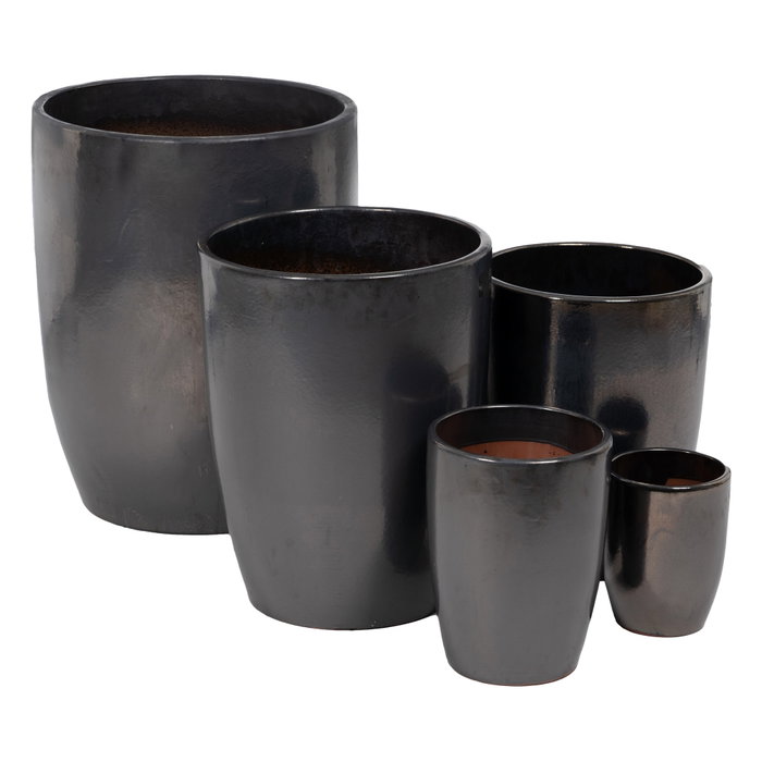 S/5 Jarrones Negro Cerámica Decoración 56 X 56 X 70 cm