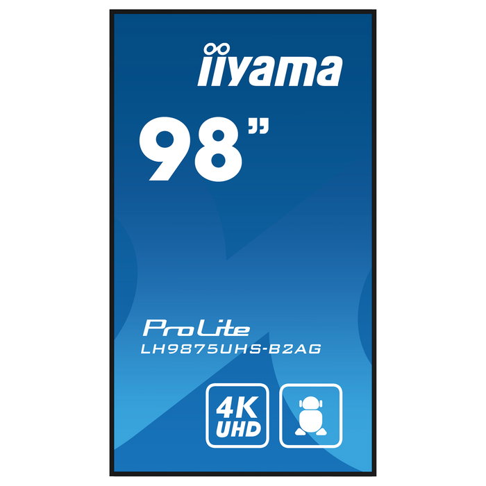 Iiyama LH9875UHS-B2AG - Pantalla Digital LCD 97.5" (247.7 cm) 4K Ultra HD, LED, IPS, Android 11, 3xHDMI, DisplayPort, 24/7, Wi-Fi, 500 Nits, Negro