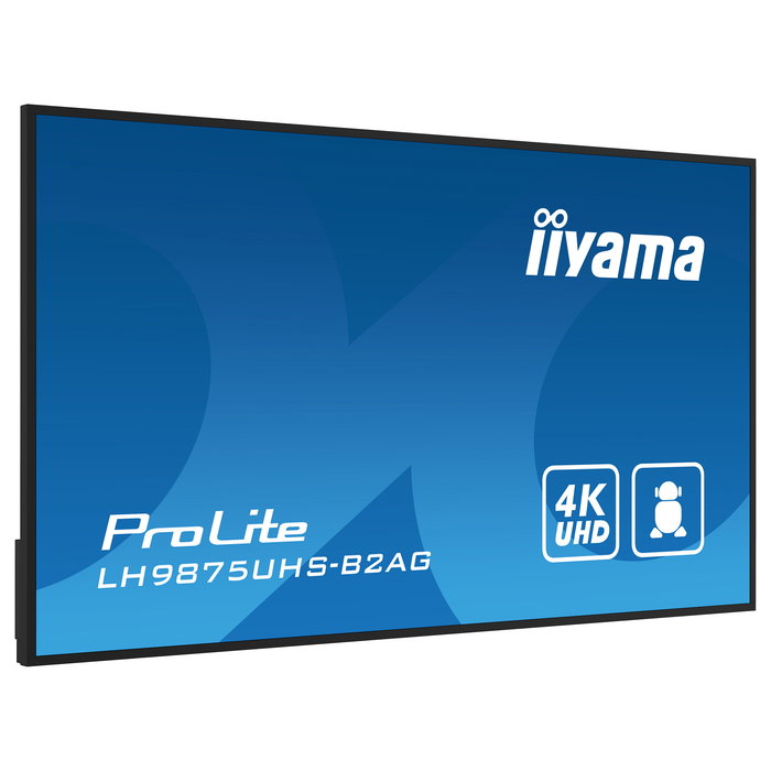 Iiyama LH9875UHS-B2AG - Pantalla Digital LCD 97.5" (247.7 cm) 4K Ultra HD, LED, IPS, Android 11, 3xHDMI, DisplayPort, 24/7, Wi-Fi, 500 Nits, Negro