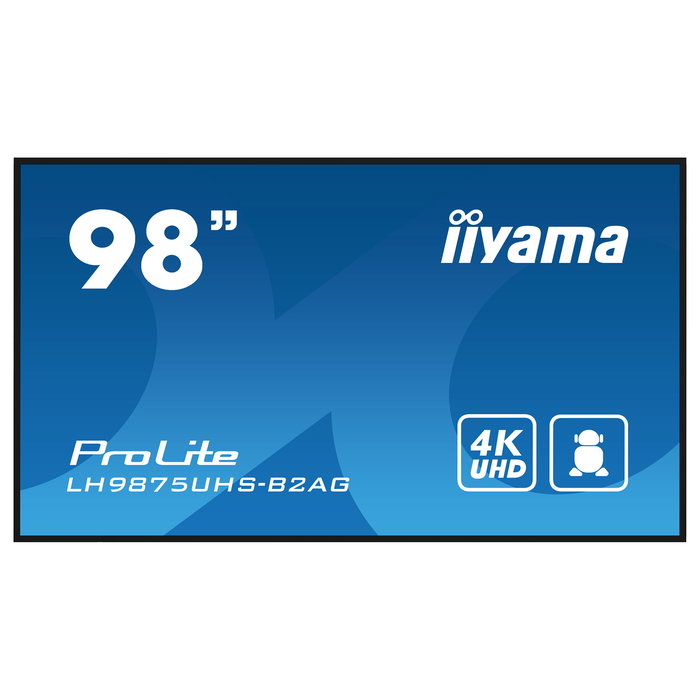 Iiyama LH9875UHS-B2AG - Pantalla Digital LCD 97.5" (247.7 cm) 4K Ultra HD, LED, IPS, Android 11, 3xHDMI, DisplayPort, 24/7, Wi-Fi, 500 Nits, Negro