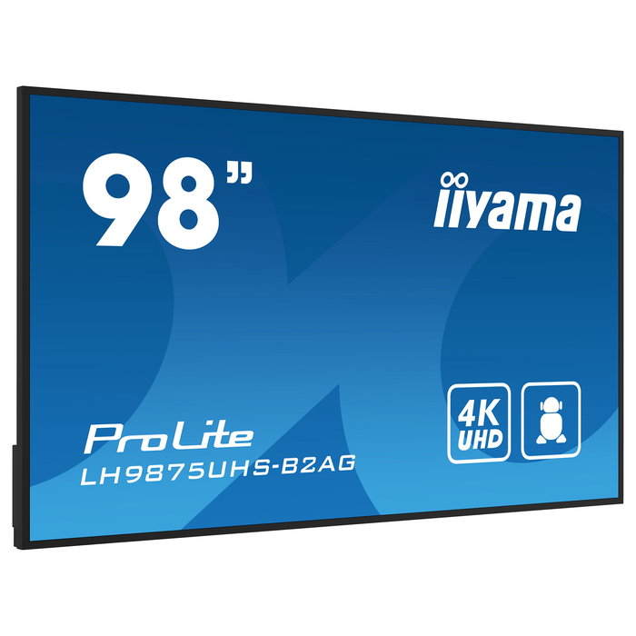 Iiyama LH9875UHS-B2AG - Pantalla Digital LCD 97.5" (247.7 cm) 4K Ultra HD, LED, IPS, Android 11, 3xHDMI, DisplayPort, 24/7, Wi-Fi, 500 Nits, Negro