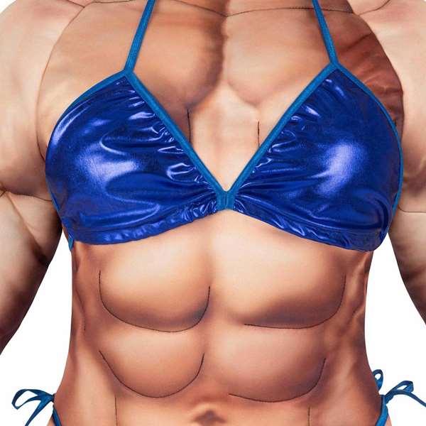 My Other Me Disfraz Culturista Mono Con Relleno, Bikini y Placa de Concursante Talla One Size