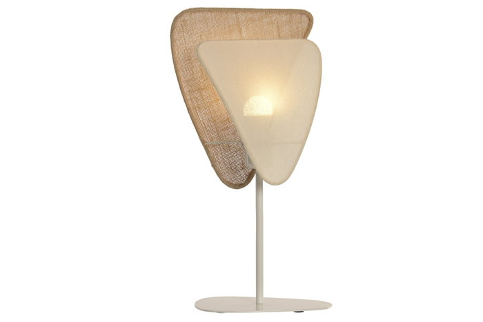DKD Home Decor Lámpara de Sobremesa Orgánica de Hierro y Lino