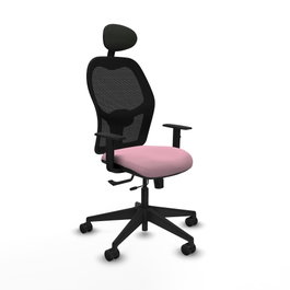 PIQUERAS Y CRESPO Silla de oficina Alocén traslack malla negra Bali rosa