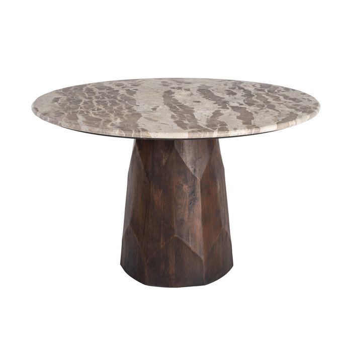 Mesa Comedor Madera-Mármol Salón 120 X 120 X 77 cm