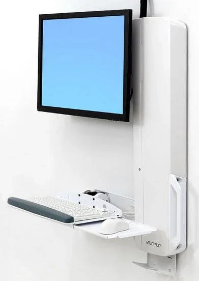 Ergotron 61-081-062 Soporte para Monitor de Pared, 61 cm (24"), Ajuste de Altura Ergonómico, Color Blanco