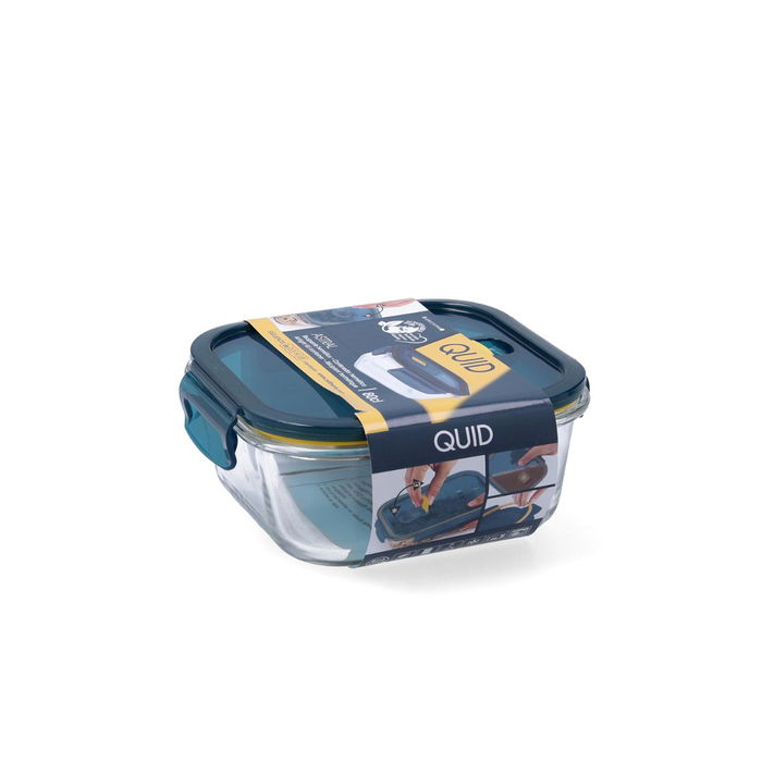 Recipiente Cuadrado Hermético Vidrio Astral Quid 15,7x15,7x7,4 cm - 80 cL (12 Unidades)