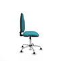 Silla de oficina Algarra con mecanismo Contacto permanente básico tapizada con Tela color Turquesa. Equipada con Base cromada, Sin brazosy Topes