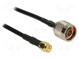 DeLOCK Cable Coaxial CFD200 de 15 m con conectores N y SMA, Negro