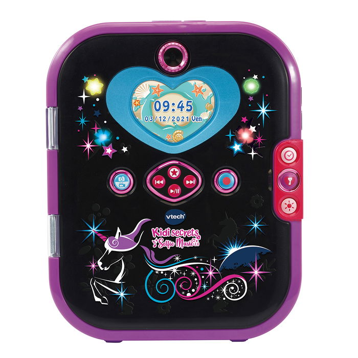 V-TECH Kidisecrets Diario Secreto Digital Interactivo en Español, Negro, 80-541977, con Teclado, Pantalla Color, Cámara, Lector MP3 y Juegos para Niños +5 Años