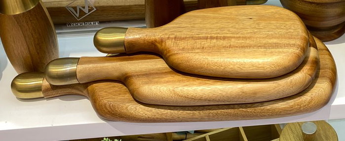 DKD Home Decor Tabla de Cortar Acacia e Inox 43x15x3 Natural