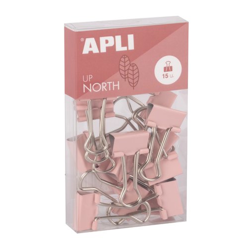 APLI Pinza Pala Abatible Up North Rosa 19 mm, Set de 4 cajas de 15 unidades APLI Pinza Pala Abatible Up North Rosa 19 mm, Set de 4 cajas de 15 unidades