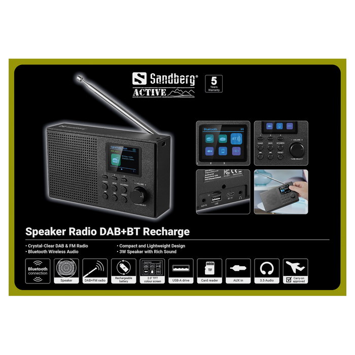 SANDBERG Speaker Radio DAB+BT Recharge