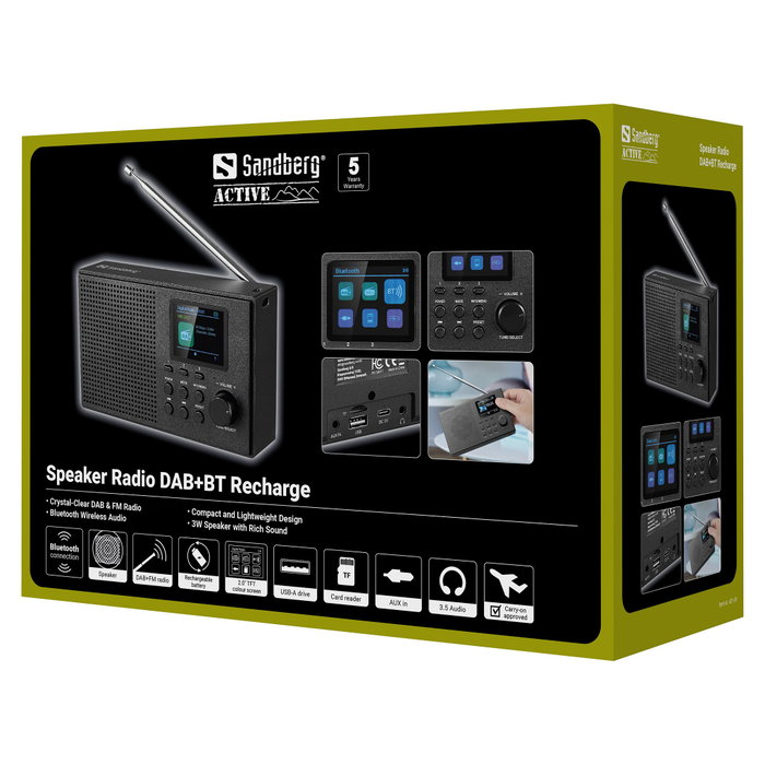 SANDBERG Speaker Radio DAB+BT Recharge