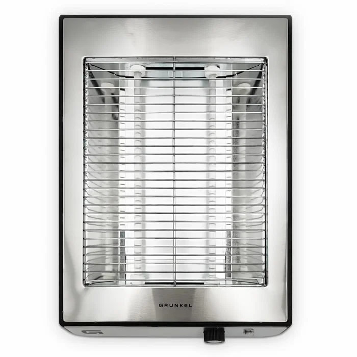 Grunkel TSP-INOX Tostadora Plana para 4 Rebanadas, Acero Inoxidable, 600W con Bandeja Recogemigas Extraíble y 6 Niveles de Tostado