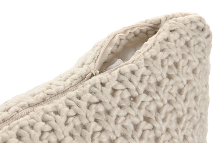 DKD Home Decor Cojín de Punto Acrílico Beige 45x45 cm (Pack de 2)