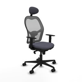 PIQUERAS Y CRESPO Silla de oficina Jorquera con mecanismo Sincro, Tela Gris oscuro y Malla Gris