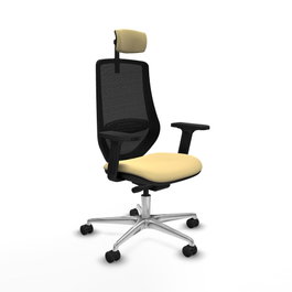 PIQUERAS Y CRESPO Silla de oficina Mardos con mecanismo Sincro/Traslack, Crema y Negro