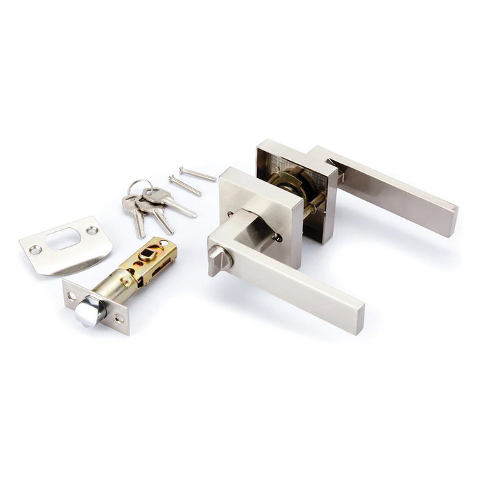 Manilla Juego Roseta Cuadrada 65x65 Níquel Llave/Condena Tapa Pomos SET-8003SN Manilla Juego Roseta Cuadrada 65x65 Níquel Llave/Condena Tapa Pomos SET-8003SN