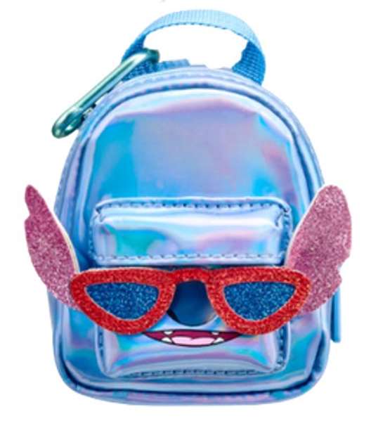 Cefa Mochila Mini de Peluche Real Littles Disney Stitch 10 cm con Doble Bolsillo y 6 Mini Accesorios de Papelería