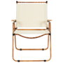 Home Deco Factory Silla Camping Mariposa Plegable para Exterior, Estructura Acero, Reposabrazos Madera, Tejido Poliéster, Beige, Soporta 110 kg