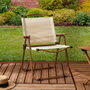 Home Deco Factory Silla Camping Mariposa Plegable para Exterior, Estructura Acero, Reposabrazos Madera, Tejido Poliéster, Beige, Soporta 110 kg