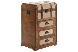 DKD Home Decor Cajonera Marron Beige Madera Poliester 3 cajones 35 x 71.5 x 45 cm