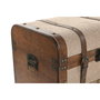 DKD Home Decor Cajonera de Madera y Poliéster con Acabado Borreguito Marrón y Beige