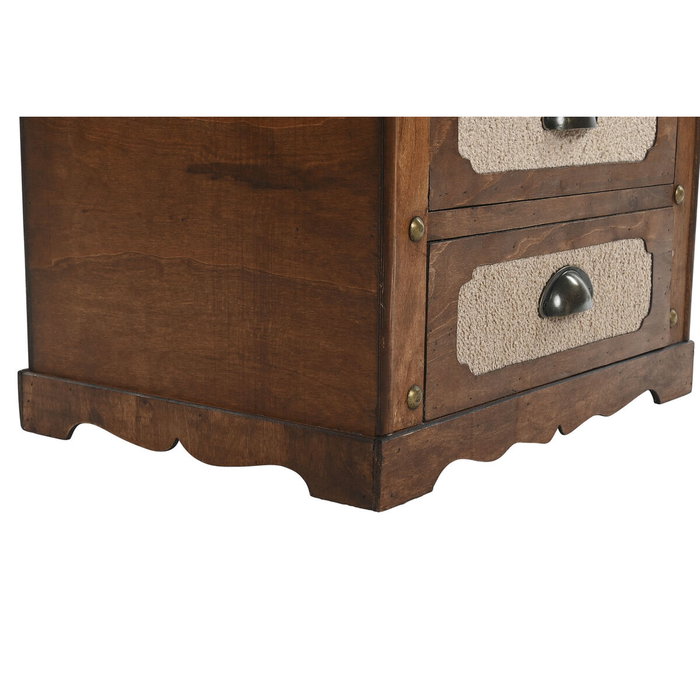 DKD Home Decor Cajonera de Madera y Poliéster con Acabado Borreguito Marrón y Beige